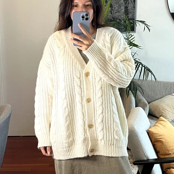 Jenni Kayne Cable Cocoon Cardlgan Ivory size S - Picture 1 of 8